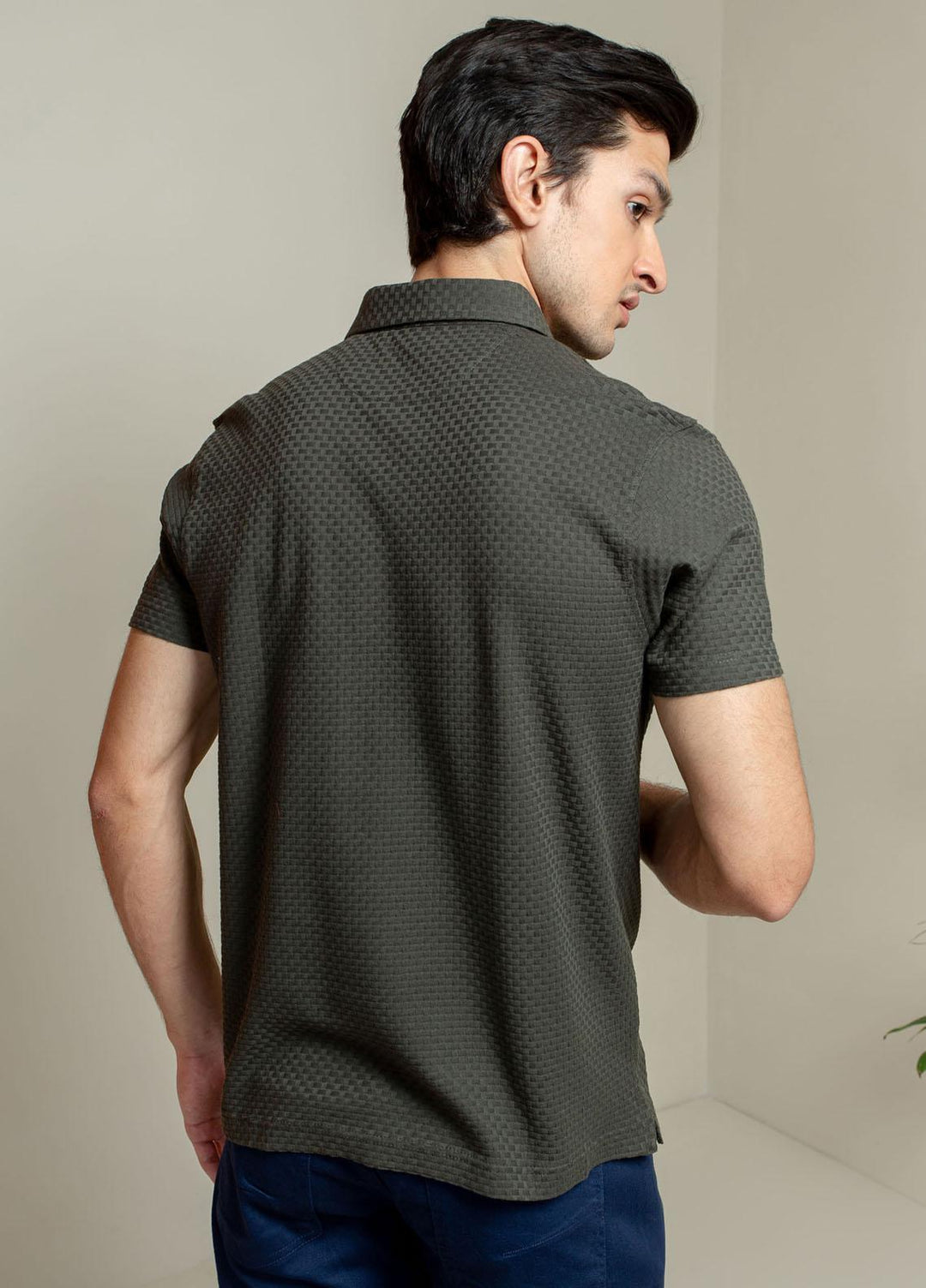 Brumano Cotton Polo T-Shirts for Men -   Olive Textured Polo With Classic Collar