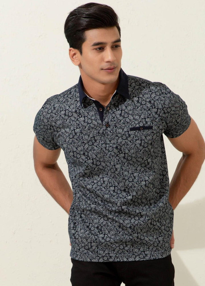 Brumano Cotton Polo Men T-Shirts -   Black Floral Printed Polo Shirt
