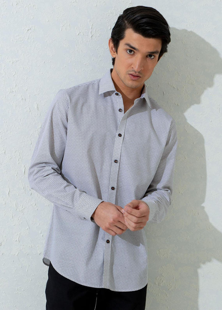 Brumano Cotton Casual Men Shirts -  White & Black Printed
