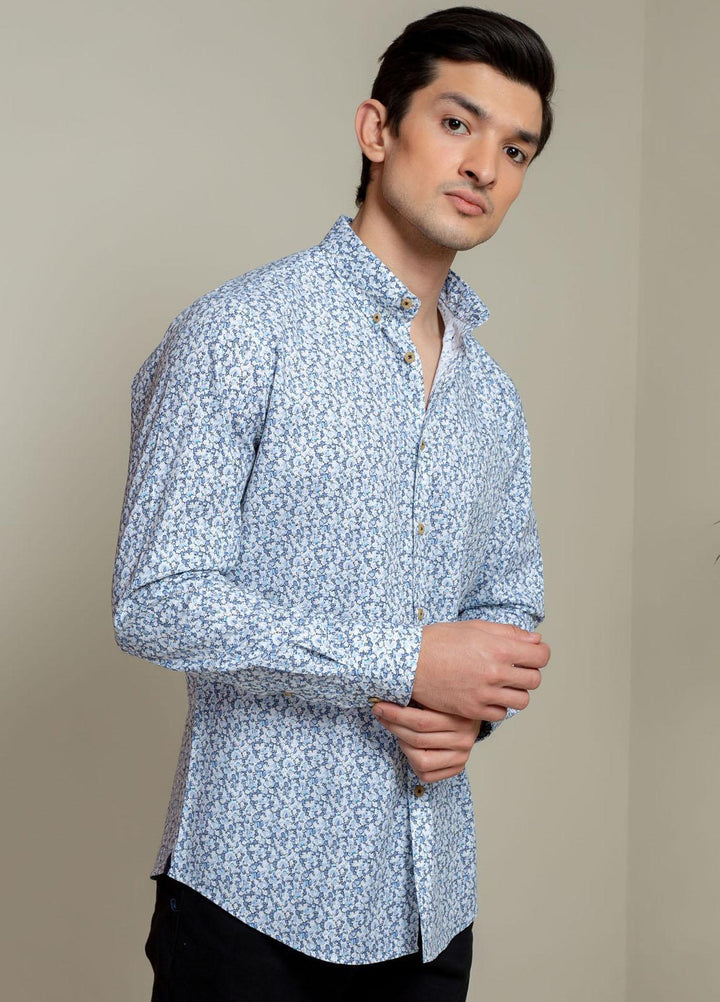 Brumano Cotton Casual Shirts for Men -  Blue Abstract Printed
