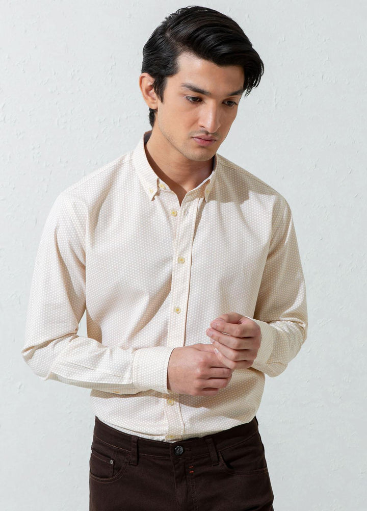 Brumano Cotton Casual Shirts for Men -  Yellow Geo Printed