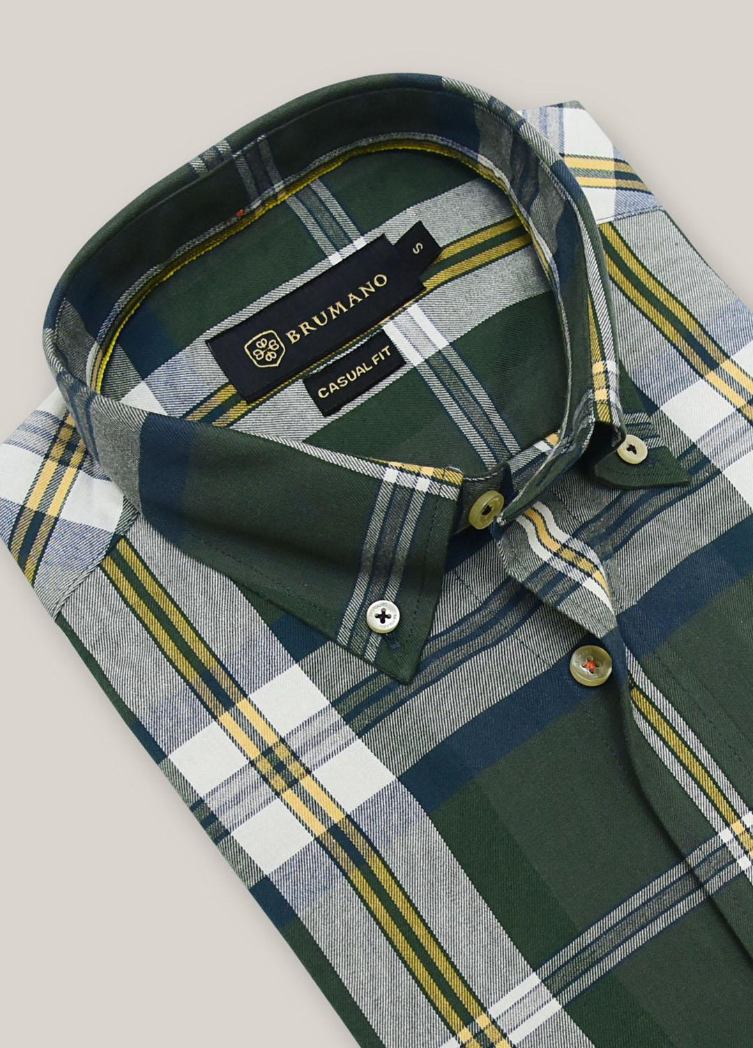 Brumano Cotton Check Men Shirts -  1303 Green Flannel