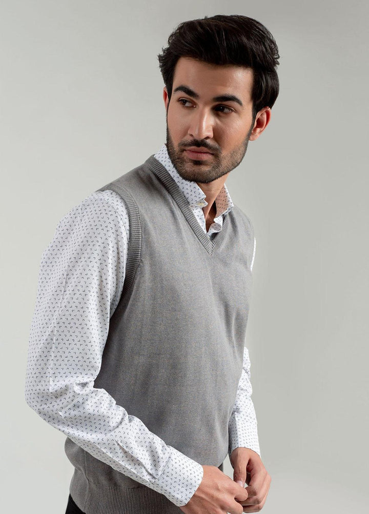 Brumano Cotton Casual Men Sweater -   Slate Blue Sleeveless V-Neck