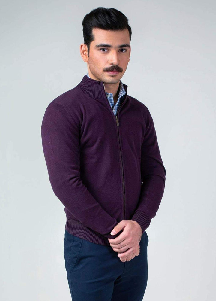 Brumano Cotton Casual Zipper for Men -   Purple Full Sleeve