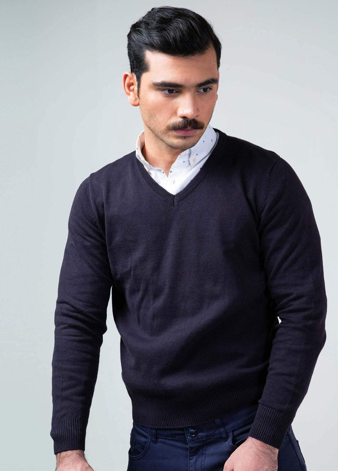 Brumano Cotton Casual Men Sweater -  Charcoal Full Sleeve V-Neck