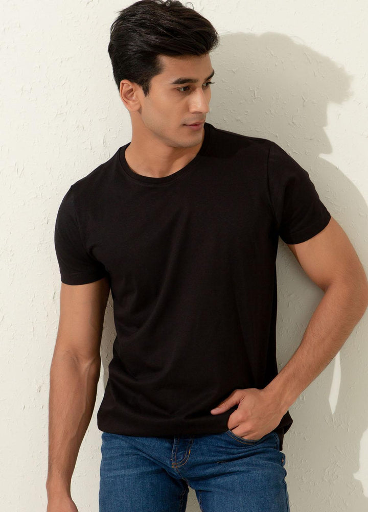 Brumano Cotton Formal Men T-Shirts -  Basic Black Crew Neck T-shirt