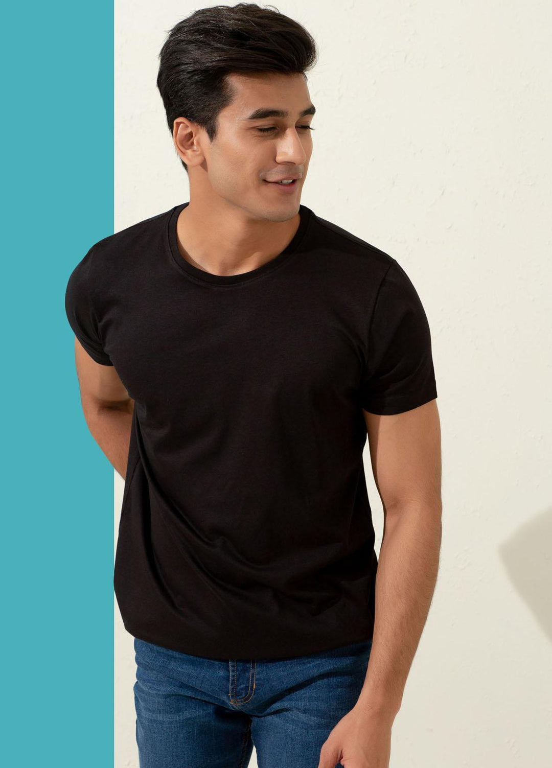 Brumano Cotton Formal Men T-Shirts -  Basic Black Crew Neck T-shirt