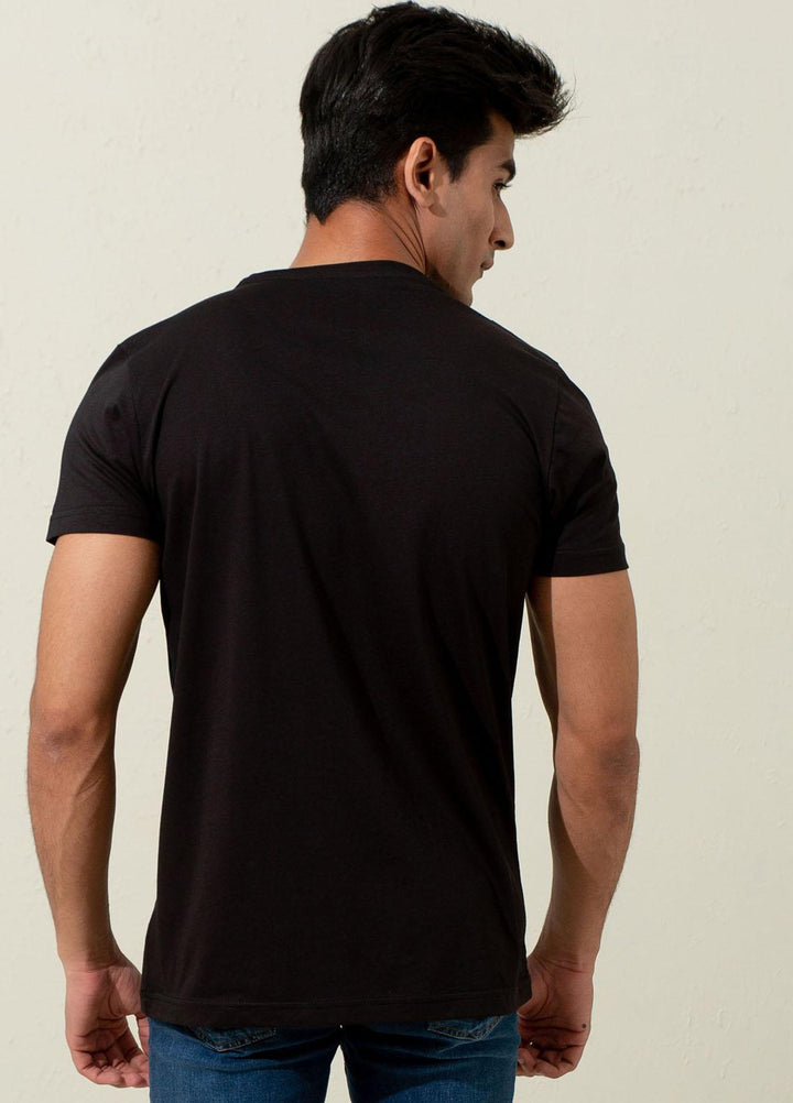 Brumano Cotton Formal Men T-Shirts -  Basic Black Crew Neck T-shirt