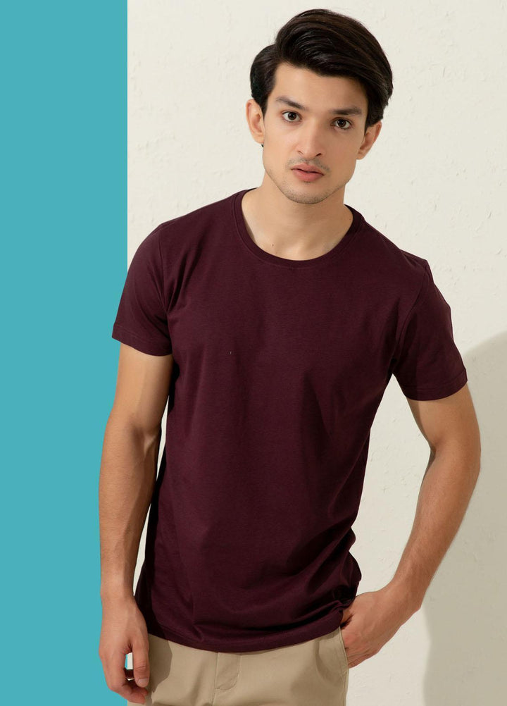 Brumano Cotton Formal Men T-Shirts -  Basic Purple Crew Neck T-shirt