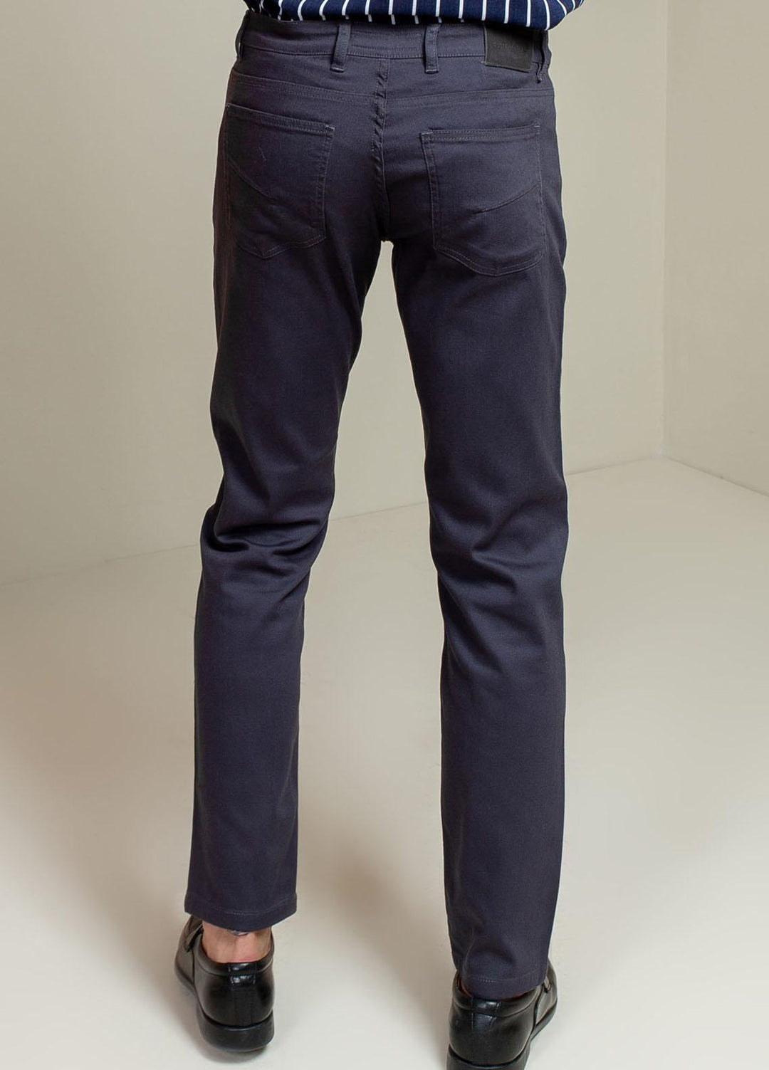 Brumano Cotton Casual Trousers for Mens - Blue Grey Slub Five Pocket Slim Fit Trouser