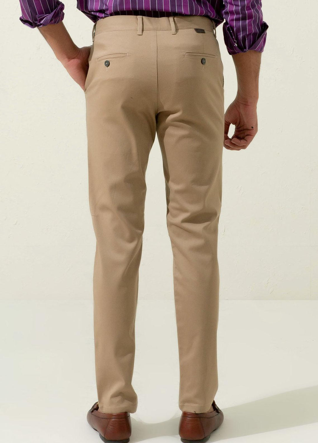 Brumano Cotton Casual Mens Trousers - Blue Khaki Twill Chino