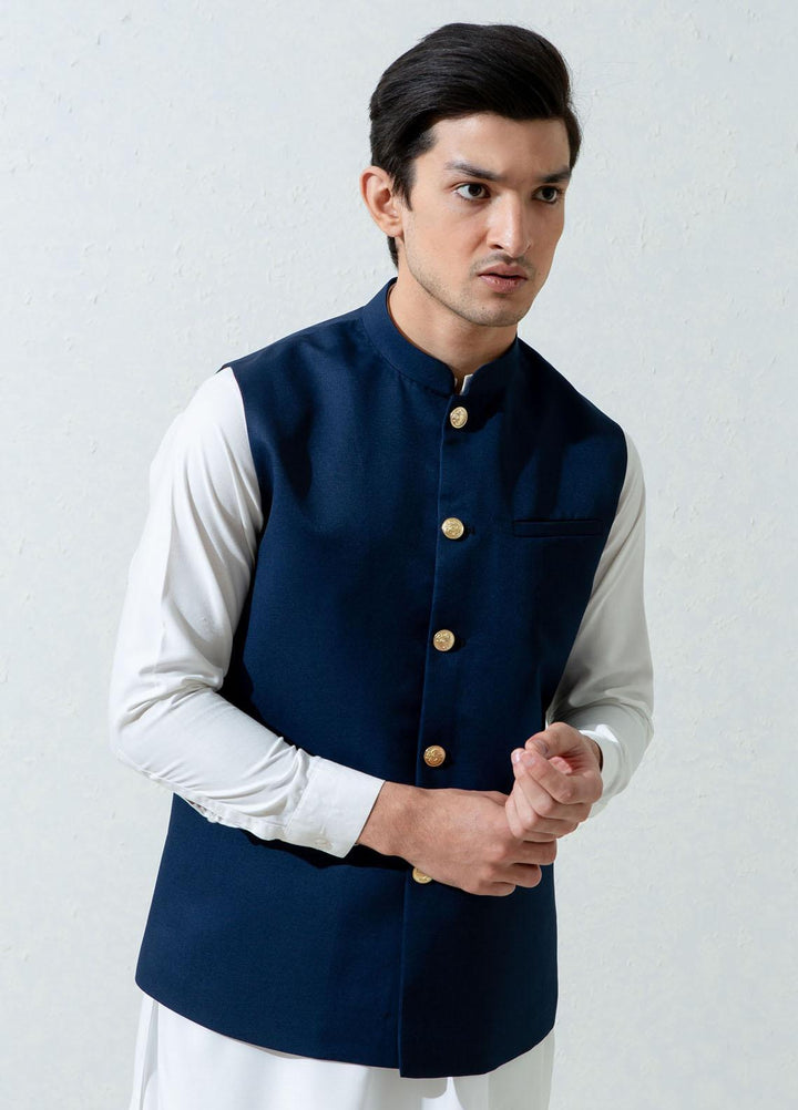 Brumano Cotton Viscose Formal Waistcoat for Men -  Navy Blue Formal Twill