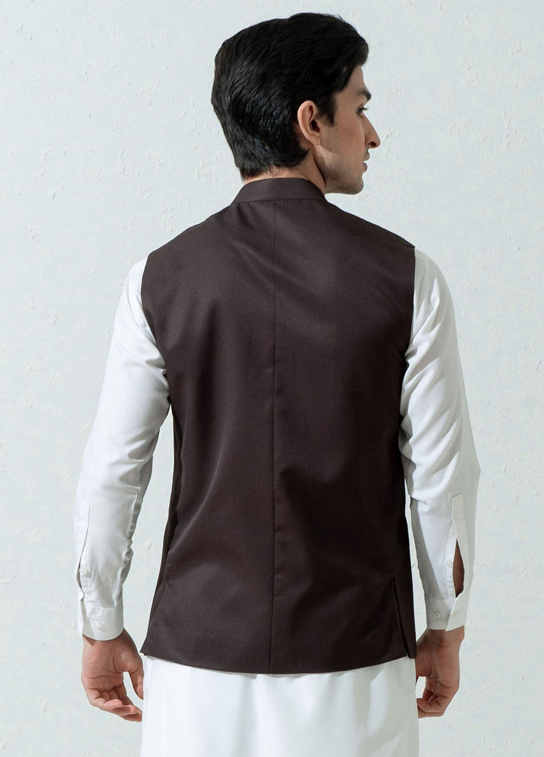 Brumano Cotton Viscose Formal Waistcoat for Men -  Dark Brown Formal Twill