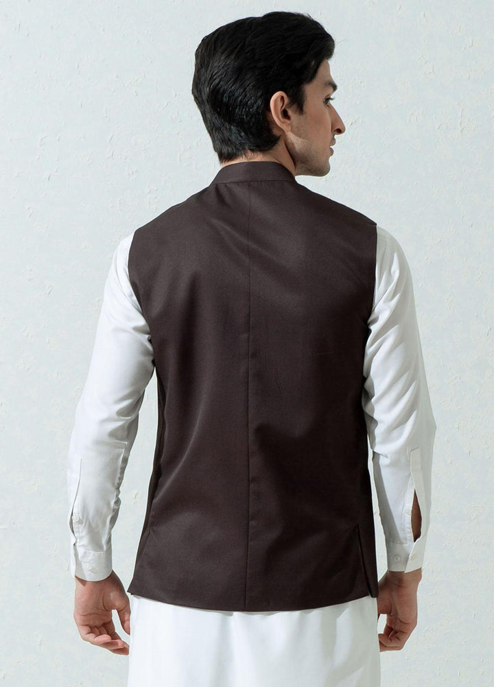 Brumano Cotton Viscose Formal Waistcoat for Men -  Dark Brown Formal Twill