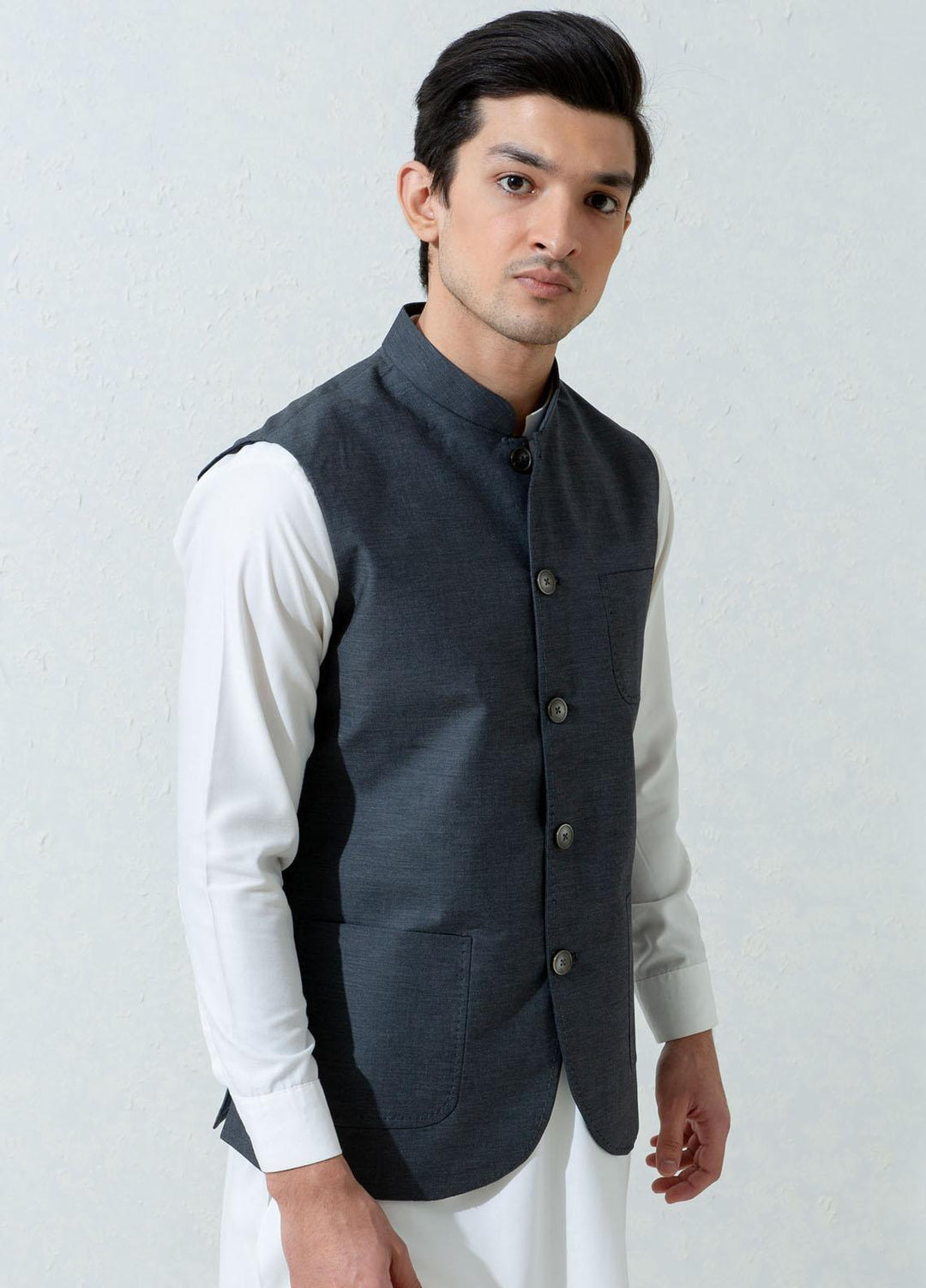 Brumano Cotton Formal Men Waistcoat -  Dark Grey Melange