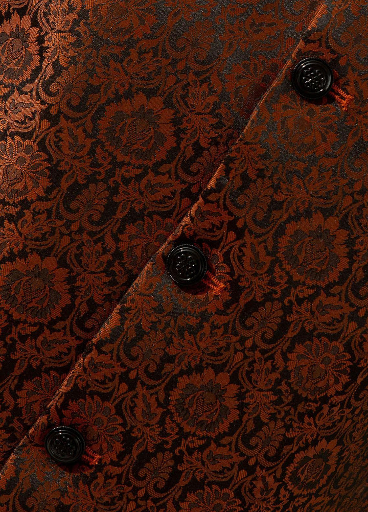 Brumano Polyester Luxury Waistcoat for Men - Rusty Orange BRM-1338