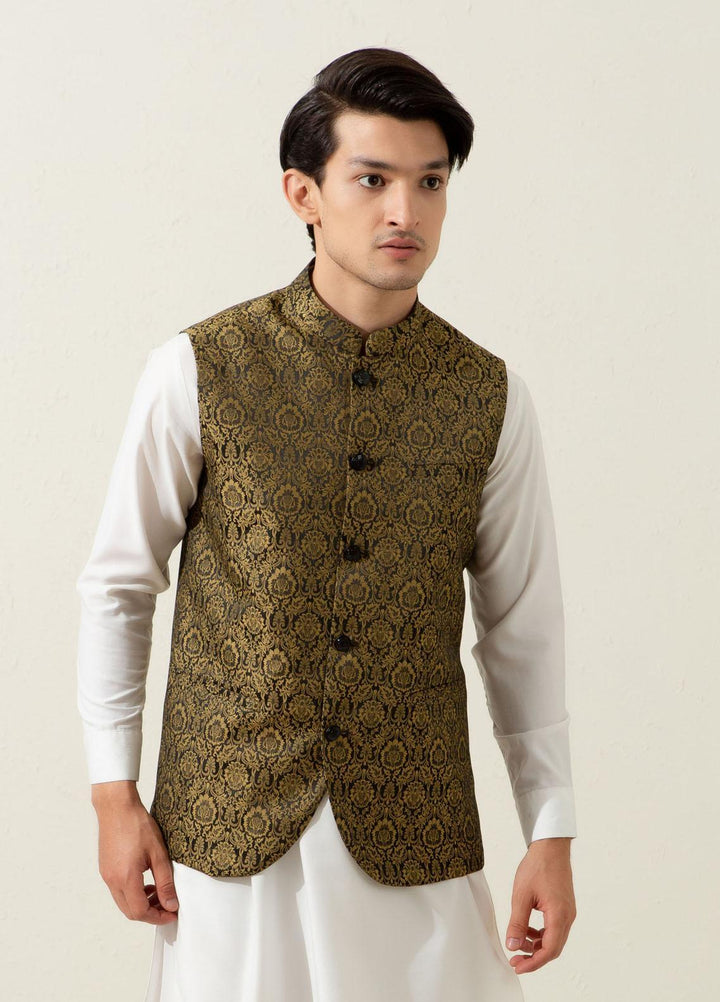 Brumano Polyester Luxury Waistcoat for Men - Golden BRM-1344