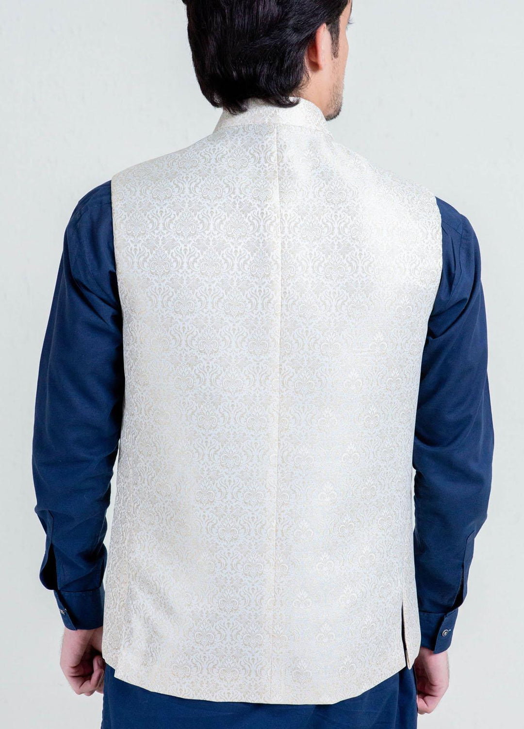 Brumano Polyester Formal Waistcoats for Men -  BRM-1349 Golden Floral Patterned