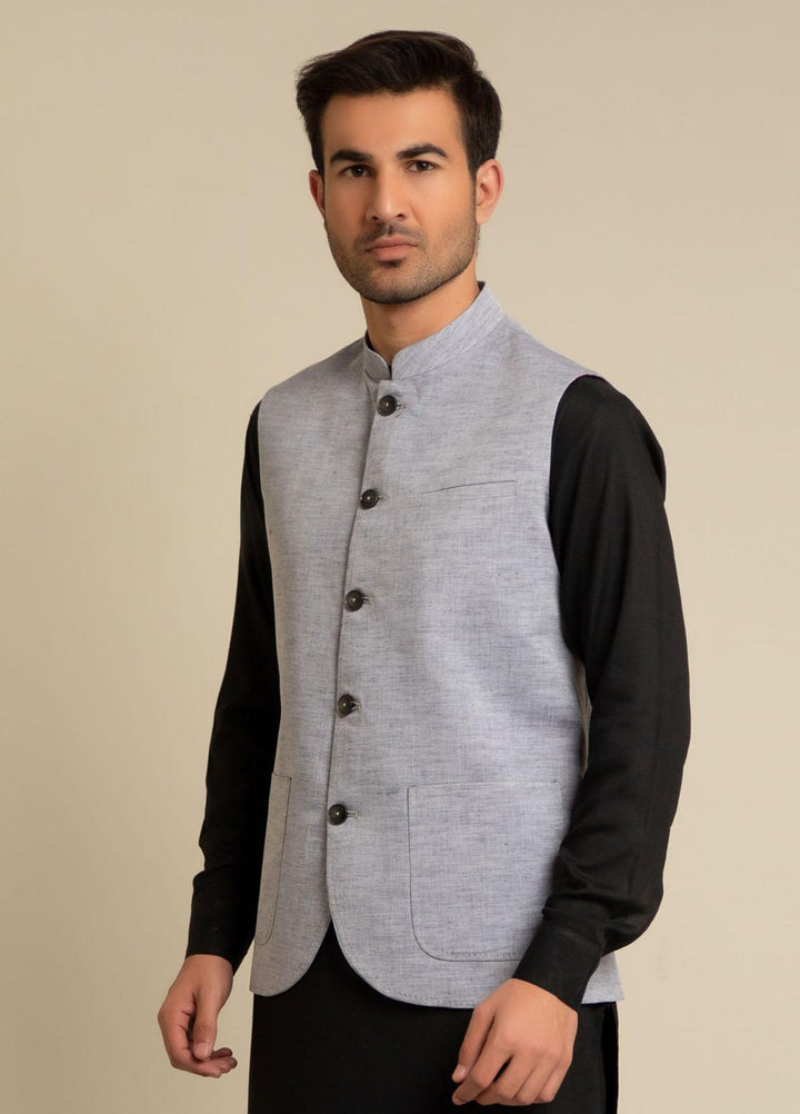 Brumano Outer Cotton  Waistcoat for Men -  Grey Chambray Linen Waistcoat BRM-1311