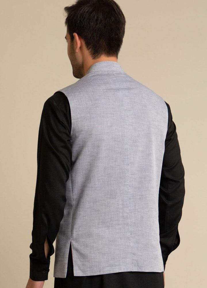 Brumano Outer Cotton  Waistcoat for Men -  Grey Chambray Linen Waistcoat BRM-1311