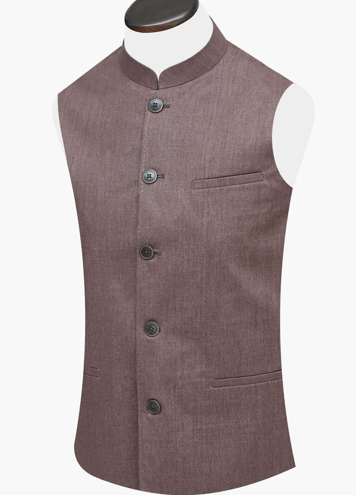 Brumano Outer Cotton  Waistcoat for Men -  Chestnut Brown Linen Waistcoat BRM-1369
