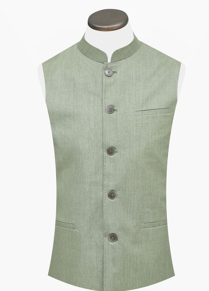 Brumano Outer Cotton  Waistcoat for Men -  Olive Green Linen Waistcoat BRM-1583