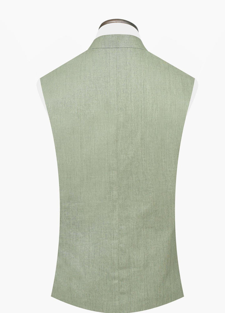 Brumano Outer Cotton  Waistcoat for Men -  Olive Green Linen Waistcoat BRM-1583