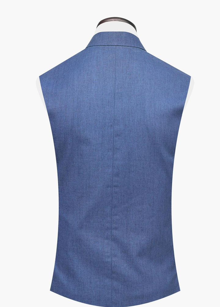 Brumano Outer Cotton  Waistcoat for Men -  Blue Linen Waistcoat BRM-1584