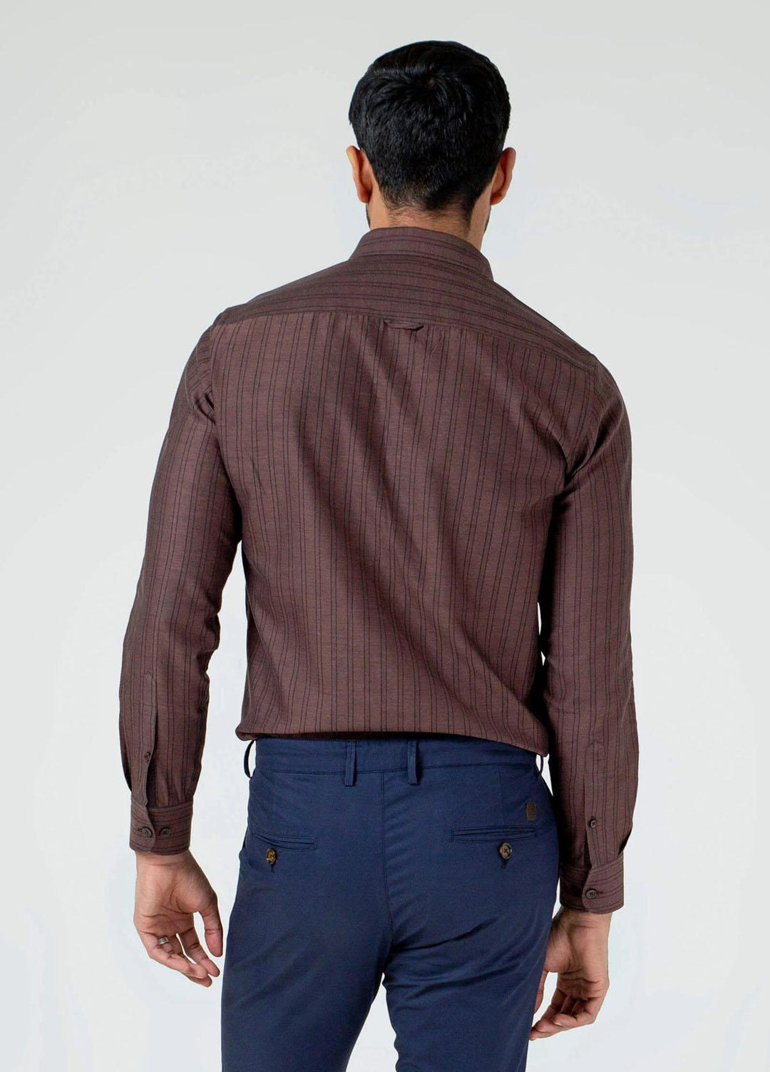 Brumano Cotton  Shirt for Men -  Dark Brown Striped