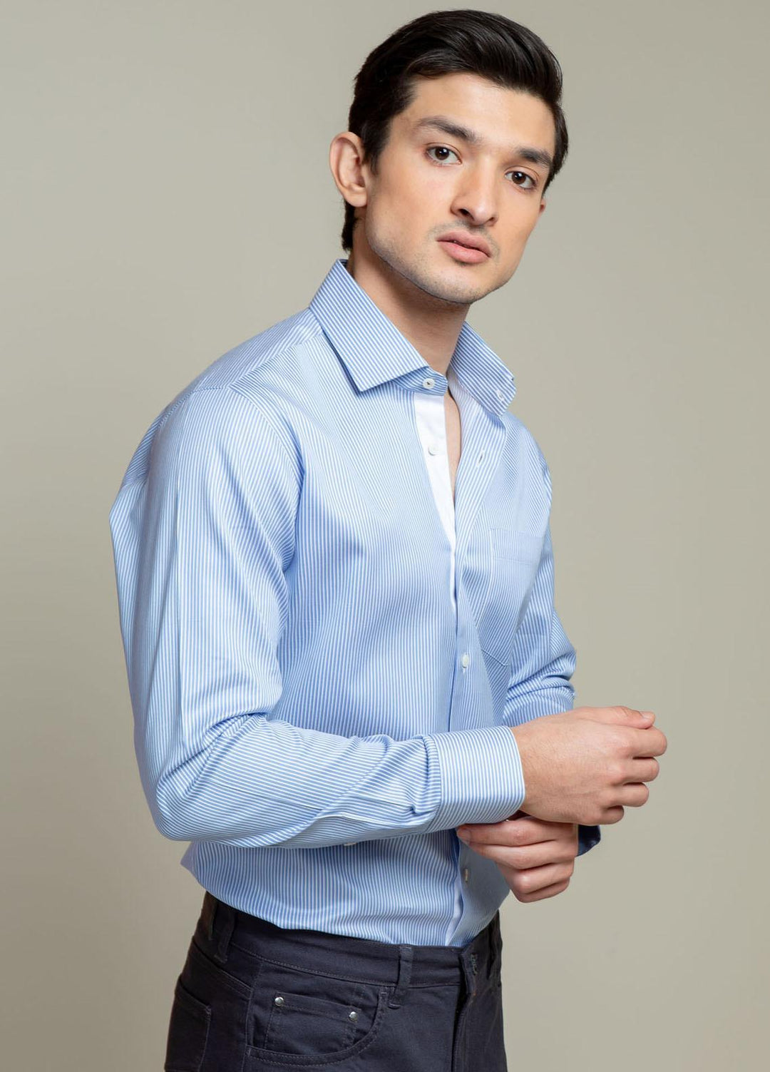 Brumano Cotton Casual Shirts for Men -  BM21SH Blue Striped