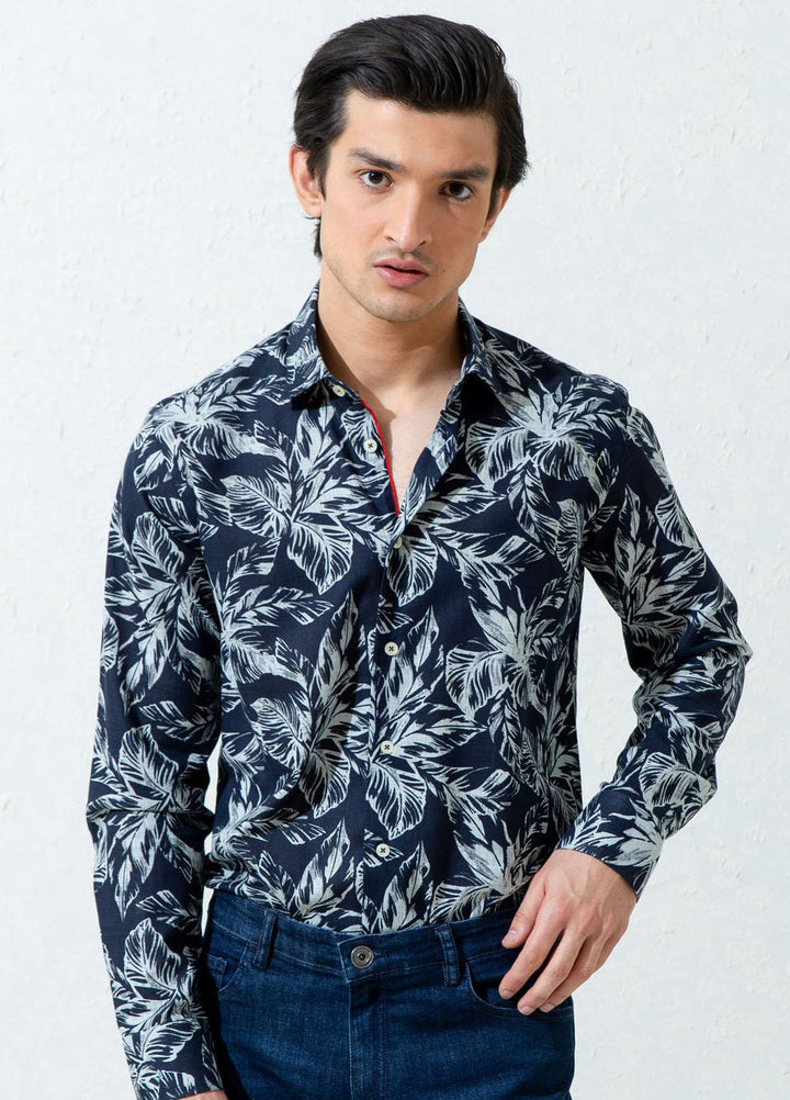 Brumano Cotton Full Sleeves Casual Shirts for Men -  BM21SH Navy Blue Bold Floral