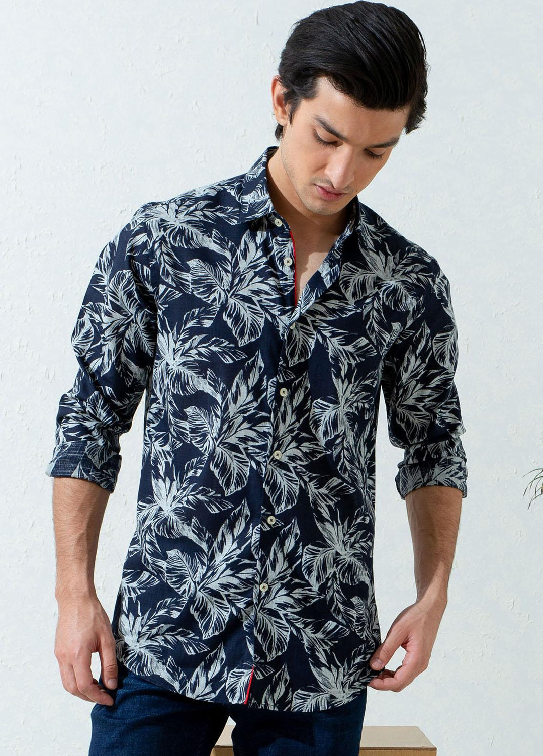 Brumano Cotton Full Sleeves Casual Shirts for Men -  BM21SH Navy Blue Bold Floral