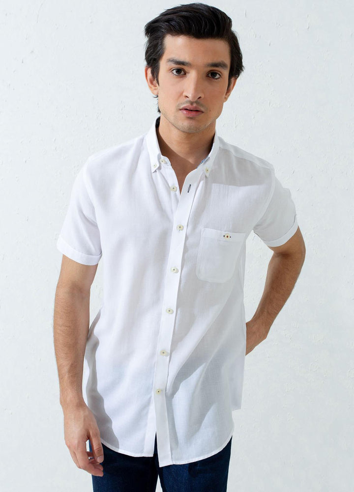 Brumano Cotton Casual Half Sleeves Men Shirts -  BM21SH Super Light White