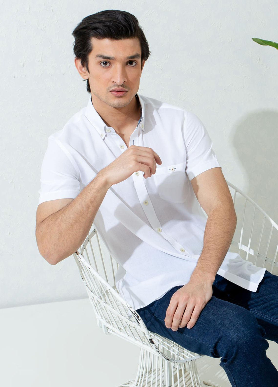 Brumano Cotton Casual Half Sleeves Men Shirts -  BM21SH Super Light White