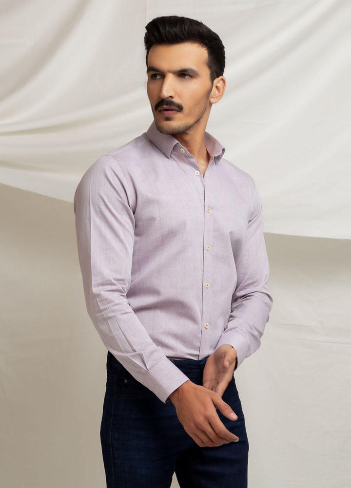 Brumano Cotton  Shirts for Men -  Grey & Peach Dobby Formal Shirt BRM-1385
