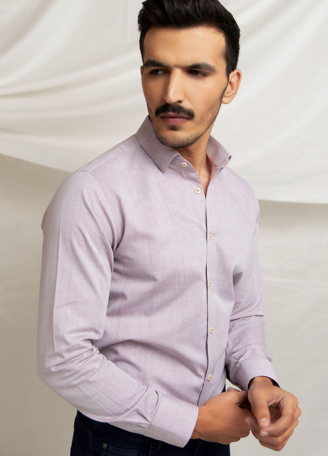 Brumano Cotton  Shirts for Men -  Grey & Peach Dobby Formal Shirt BRM-1385