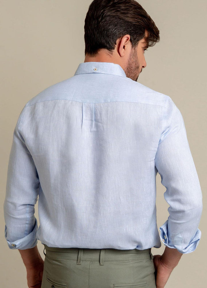 Brumano Linen Formal Shirts for Men -  Sky Blue Button Down Linen Shirt-SS2022