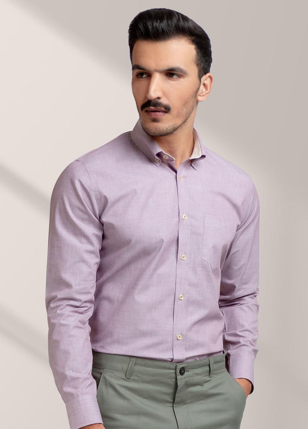 Brumano Cotton  Shirts for Men -  Pink Chambray Textured Formal Button Down Shirt BRM-1401