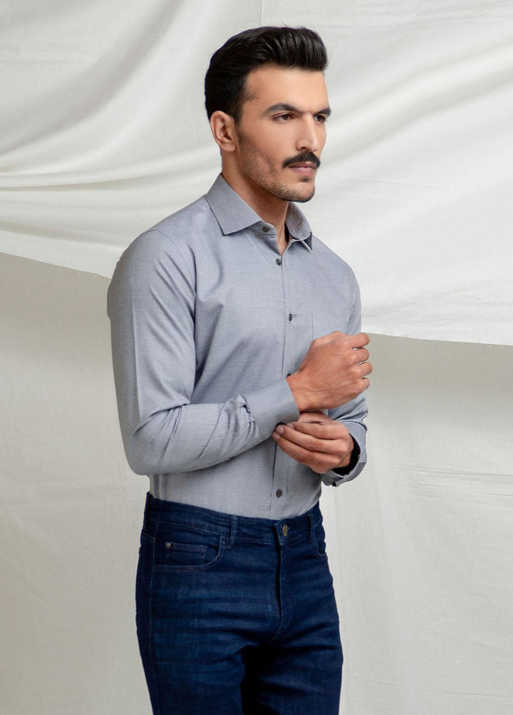 Brumano Cotton  Shirts for Men -  Grey Dobby Formal Structured Shirt BRM-1415