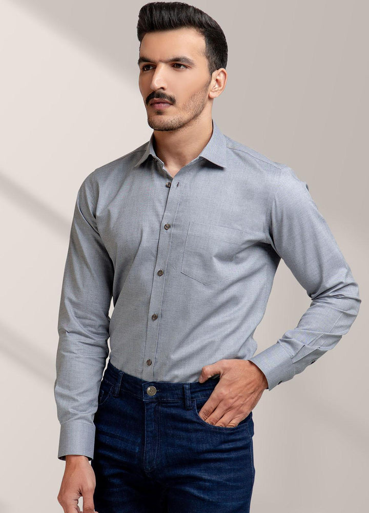 Brumano Cotton  Shirts for Men -  Grey Dobby Formal Structured Shirt BRM-1415