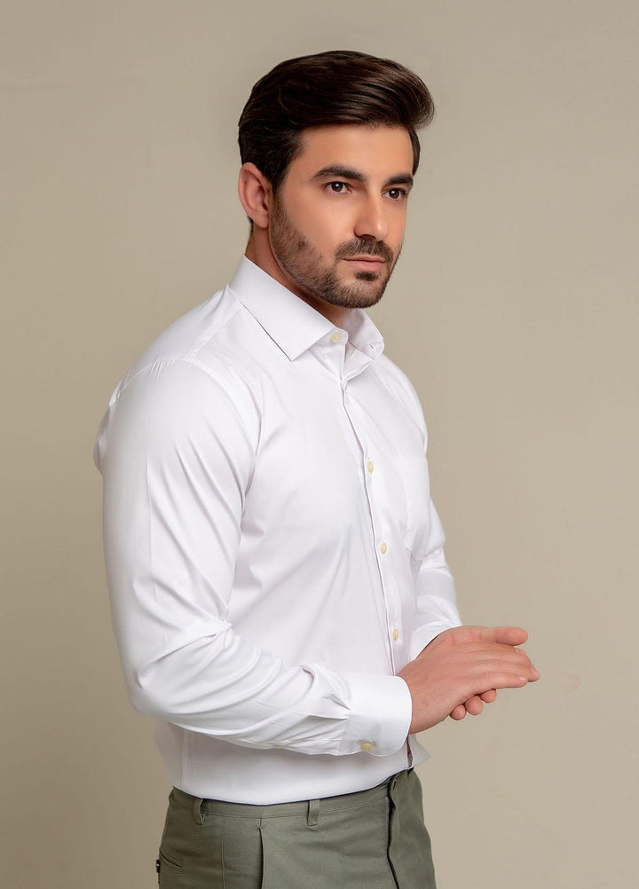 Brumano Cotton Formal Shirts for Men -  Classic White Satin Shirt-SS2022