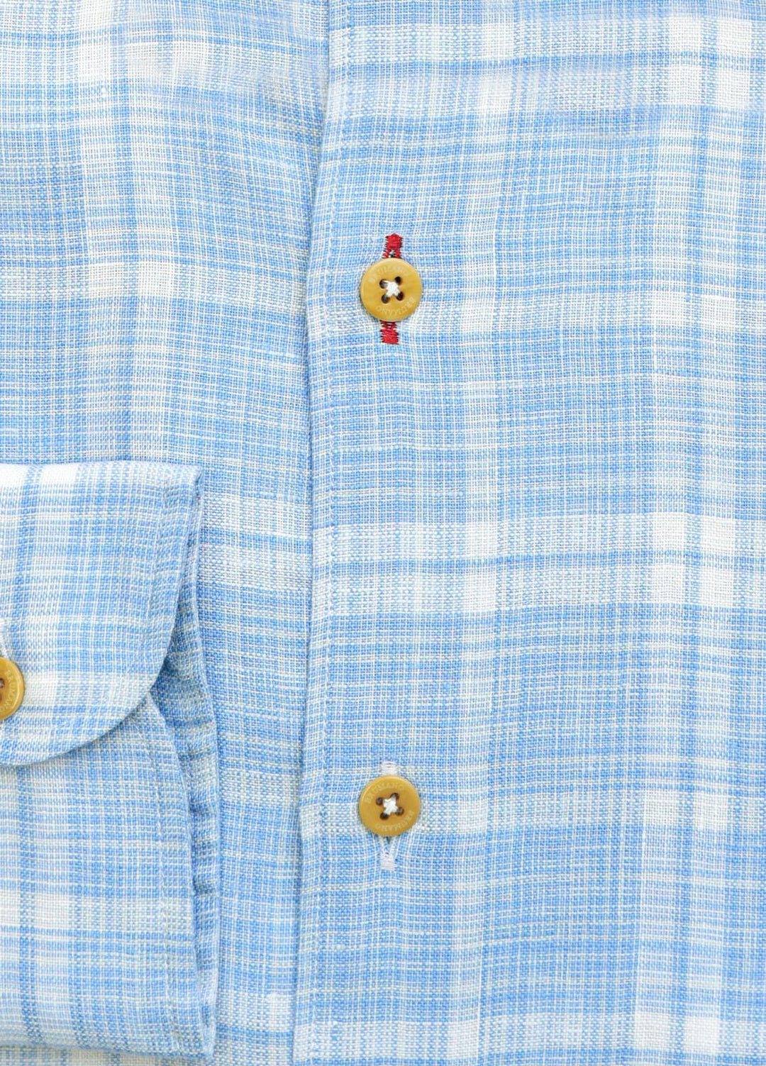 Brumano Linen  Shirts for Men -  Blue Checkered 100% Linen Shirt BRM-1364