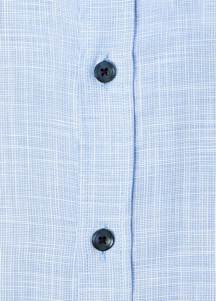 Brumano Cotton  Shirts for Men -  Blue Slub Structured Shirt With Beige Elbow Patch BRM-1388