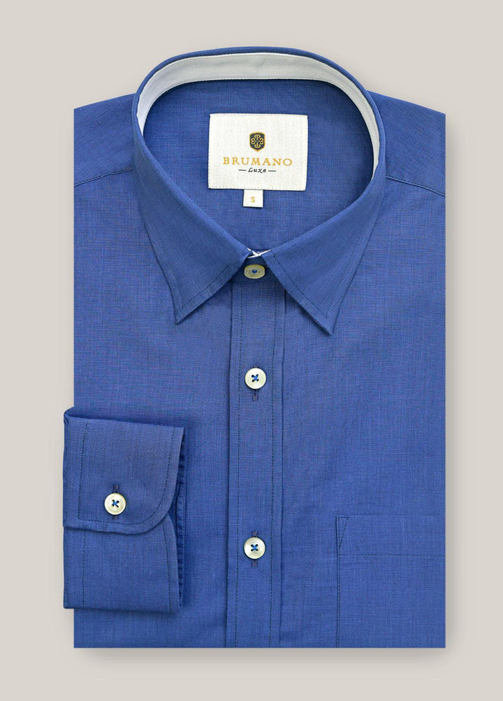 Brumano Cotton  Shirts for Men -  Navy Blue Fine Structured Shirt BRM-1402