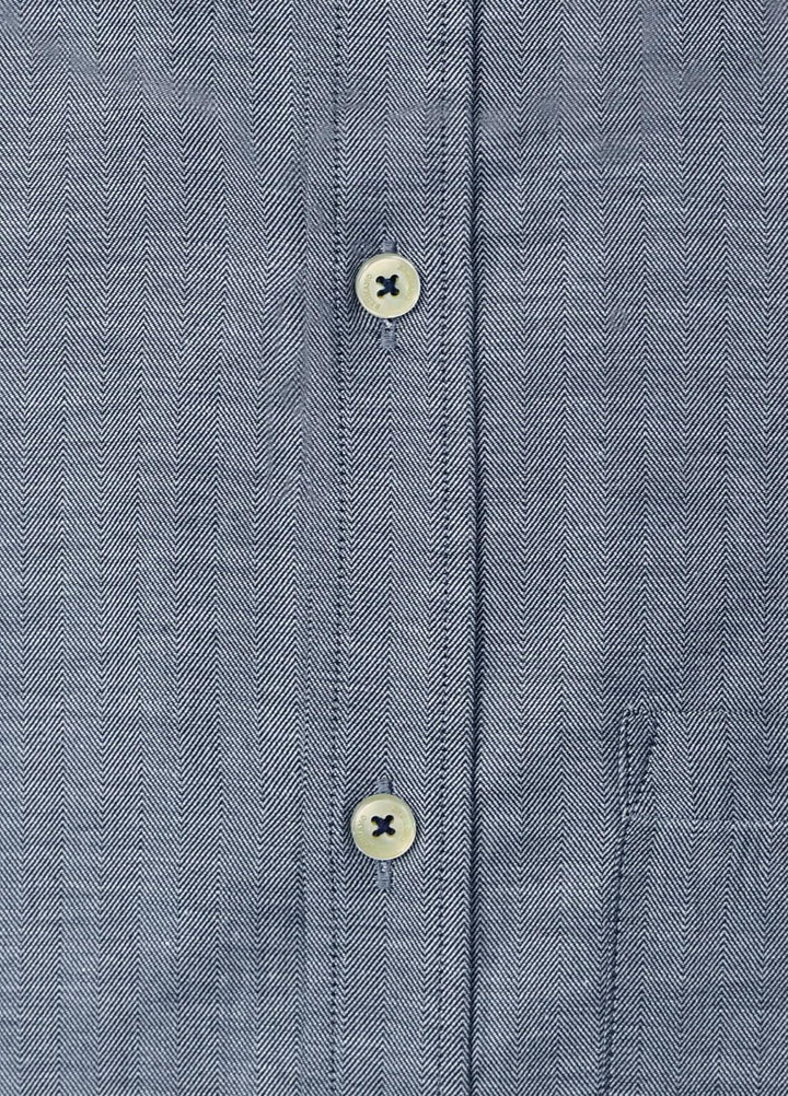 Brumano Cotton  Shirts for Men -  Blue Herringbone Pattern Formal Shirt BRM-1412