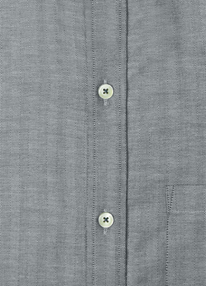 Brumano Cotton  Shirts for Men -  Grey Herringbone Pattern Formal Shirt BRM-1413