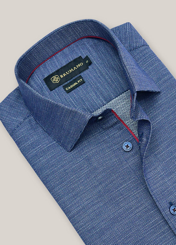 Brumano Cotton  Shirts for Men -  Blue & White Dobby Formal Shirt BRM-1428