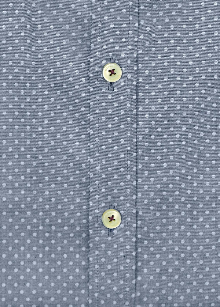 Brumano Cotton  Shirts for Men -  Blue Polka Dot Printed Button Down Shirt BRM-1512
