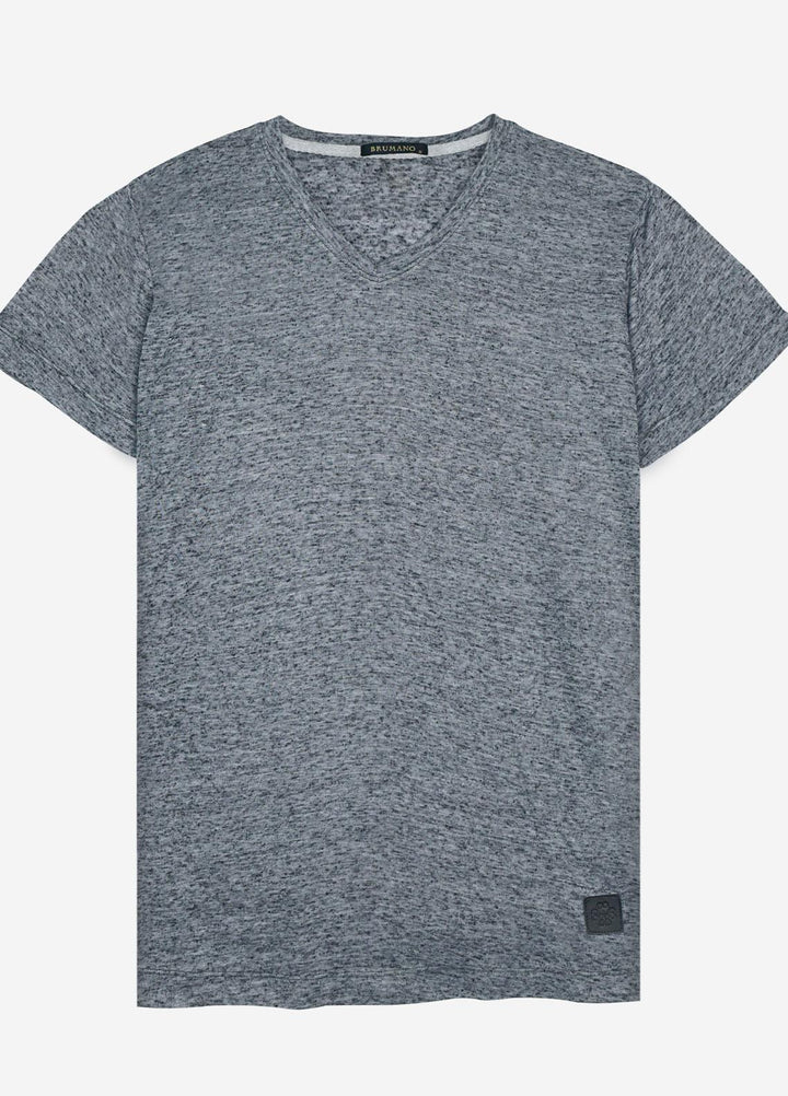 Brumano Polyester  T-Shirt for Men -  Grey Light Weight V-Neck T-Shirt BRM-1595