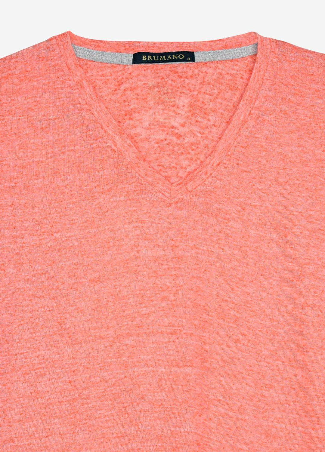 Brumano Polyester  T-Shirt for Men -  Orange Light Weight V-Neck T-Shirt BRM-1600